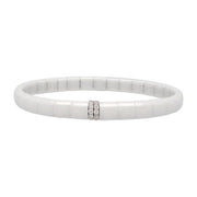 DEMEGLIO Shiny White Ceramic with Diamond Bars Stretchable Bracelet